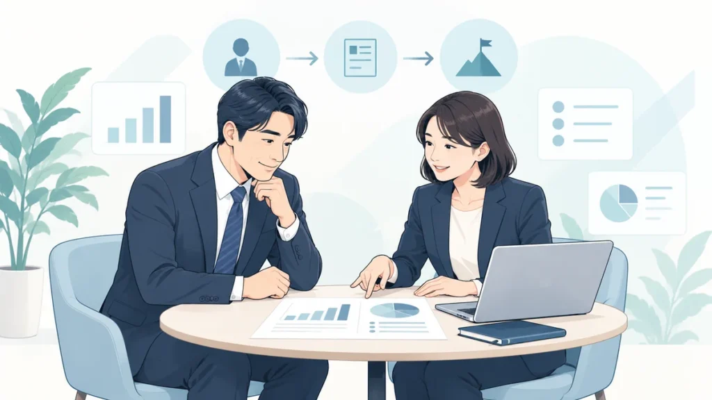 再就職支援の内容や費用について相談する様子